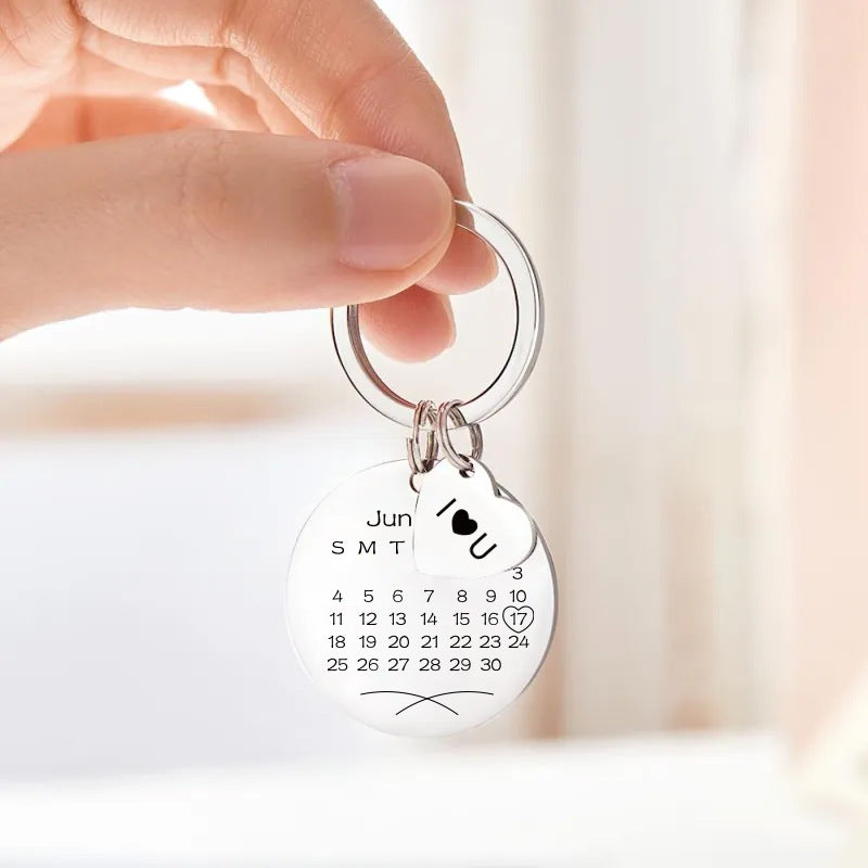 Personalized Calendar Engraved Photo Keychain